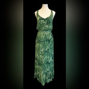 C & C California. Green tropical palm leaf maxi dress. Size 6